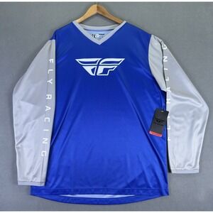 Fly Racing Jersey Shirt Mens 2XL Blue Grey F-16 Motocross Moto BMX New